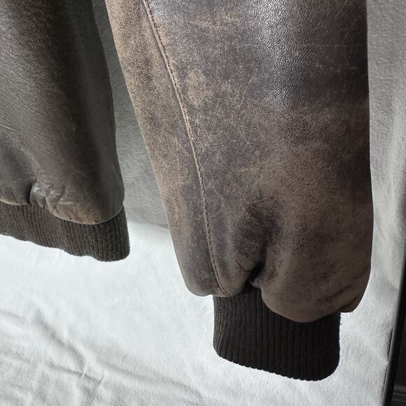 Vintage Claiborne Brown Lambskin Leather Bomber Jacket Men’s XL 90s Distressed - Picture 5 of 16